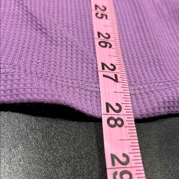 Karen Scott Waffle Knit,loose turtle neck,long sleeve,slit side,top,plum rosette - Picture 8 of 8